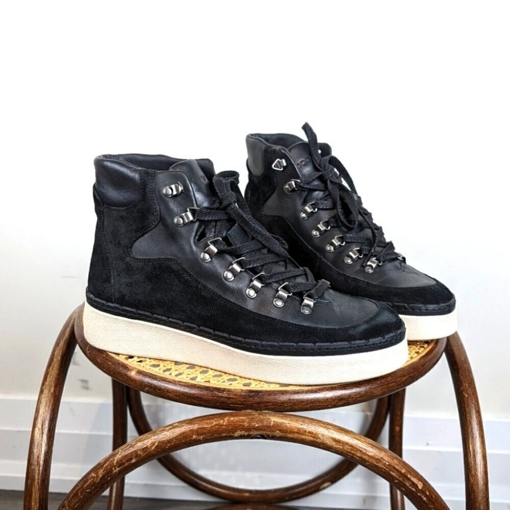 Vince Soren Black Leather Suede Boot/Sneakers Water Repellant New